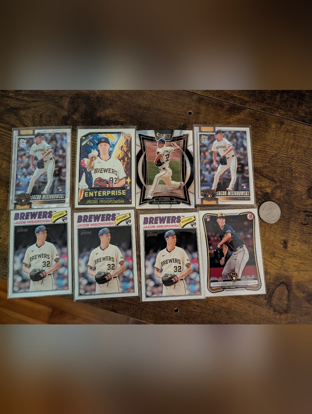 Topps  Jacob Misiorowski   Brewers Baseball Card Lot - White, Blue, Gold Accents